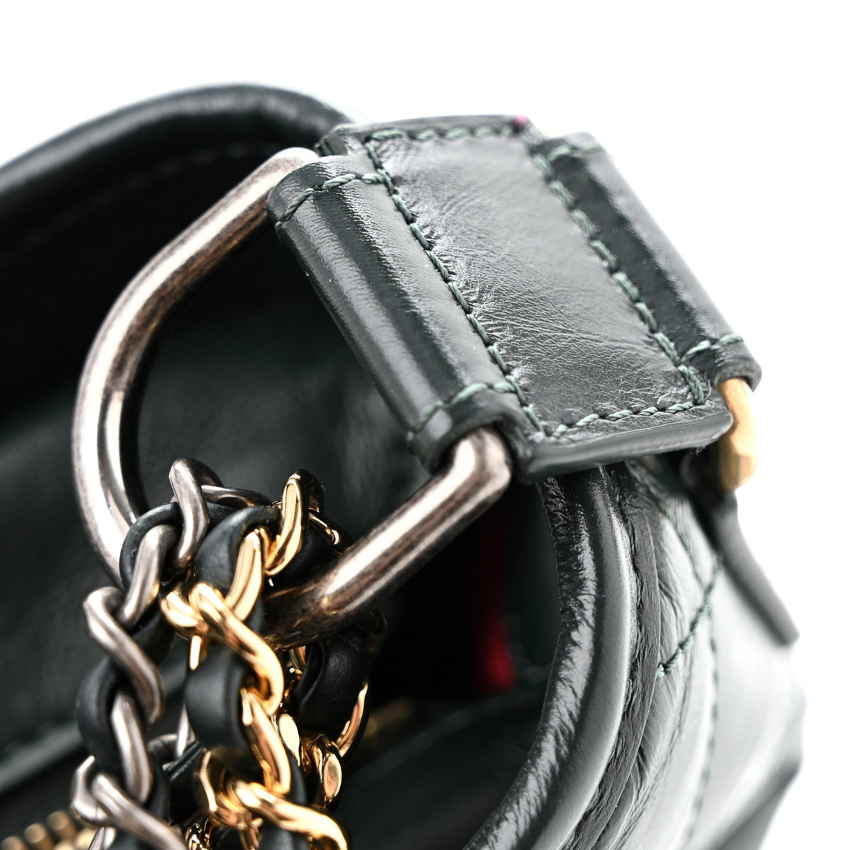Aged Calfskin Quilted Medium Gabrielle Hobo Green