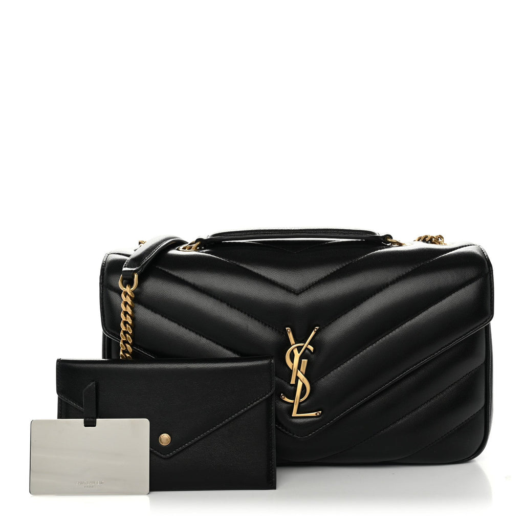 Lambskin Chevron Quilted Medium Loulou Black
