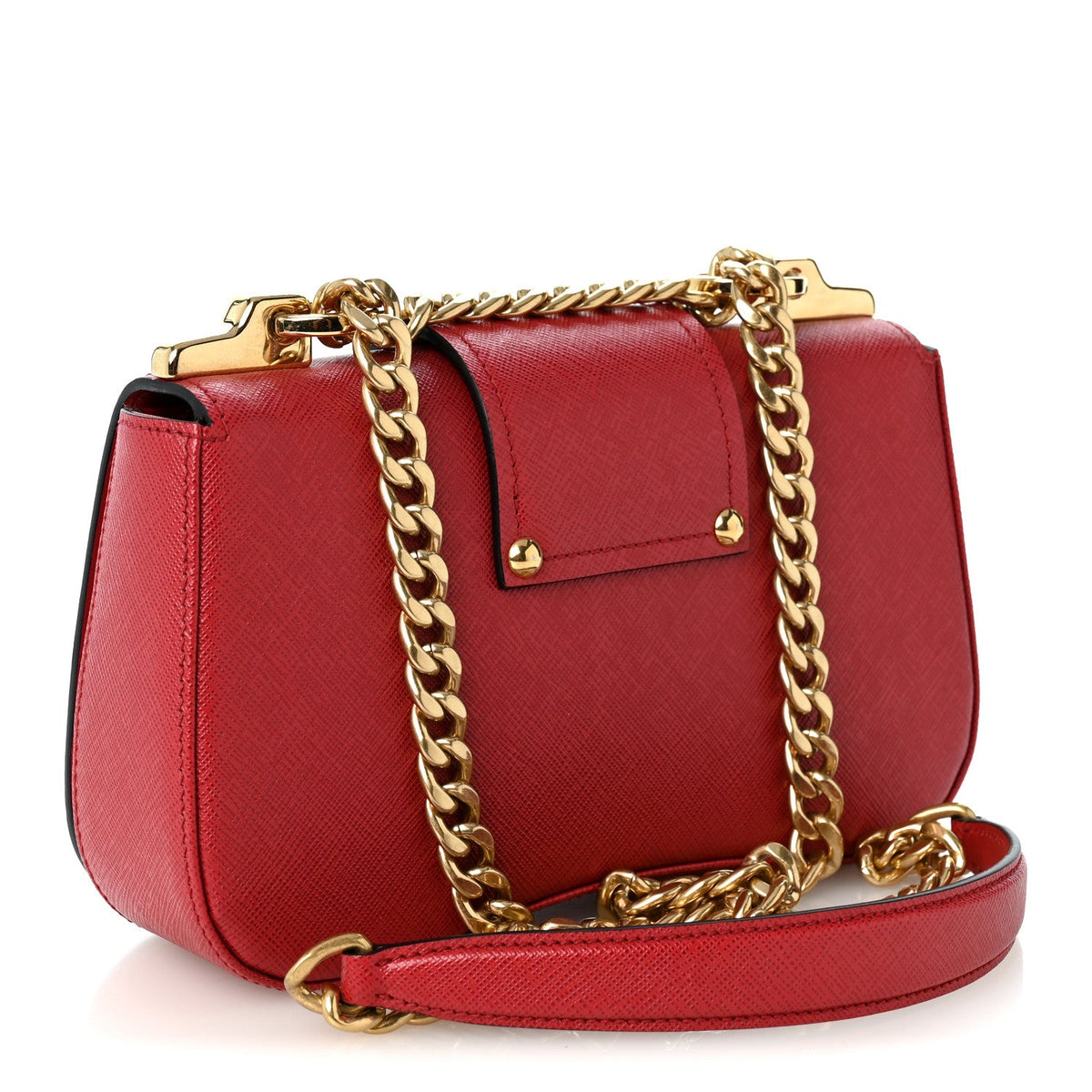 Saffiano Lux Sidonie Small Chain Crossbody Bag Fuoco