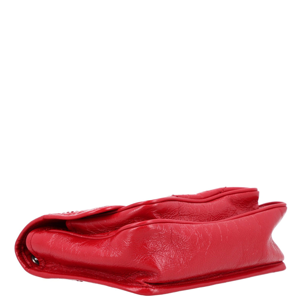 Crinkled Calfskin Matelasse Monogram Baby Niki Chain Satchel Rouge Eros