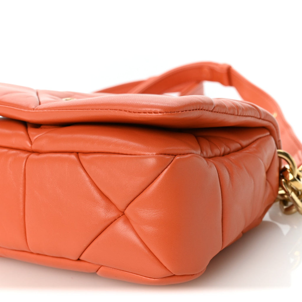 Nappa Metal Quilted Small Patchwork System Flap Bag Arancio