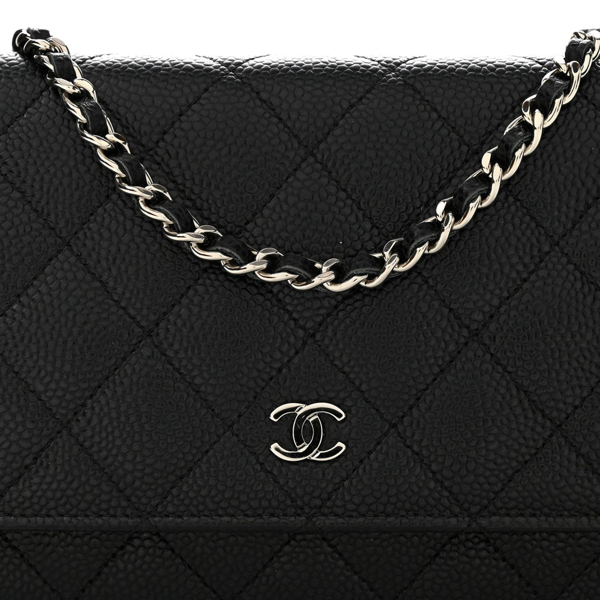 Caviar Quilted Wallet on Chain WOC Black