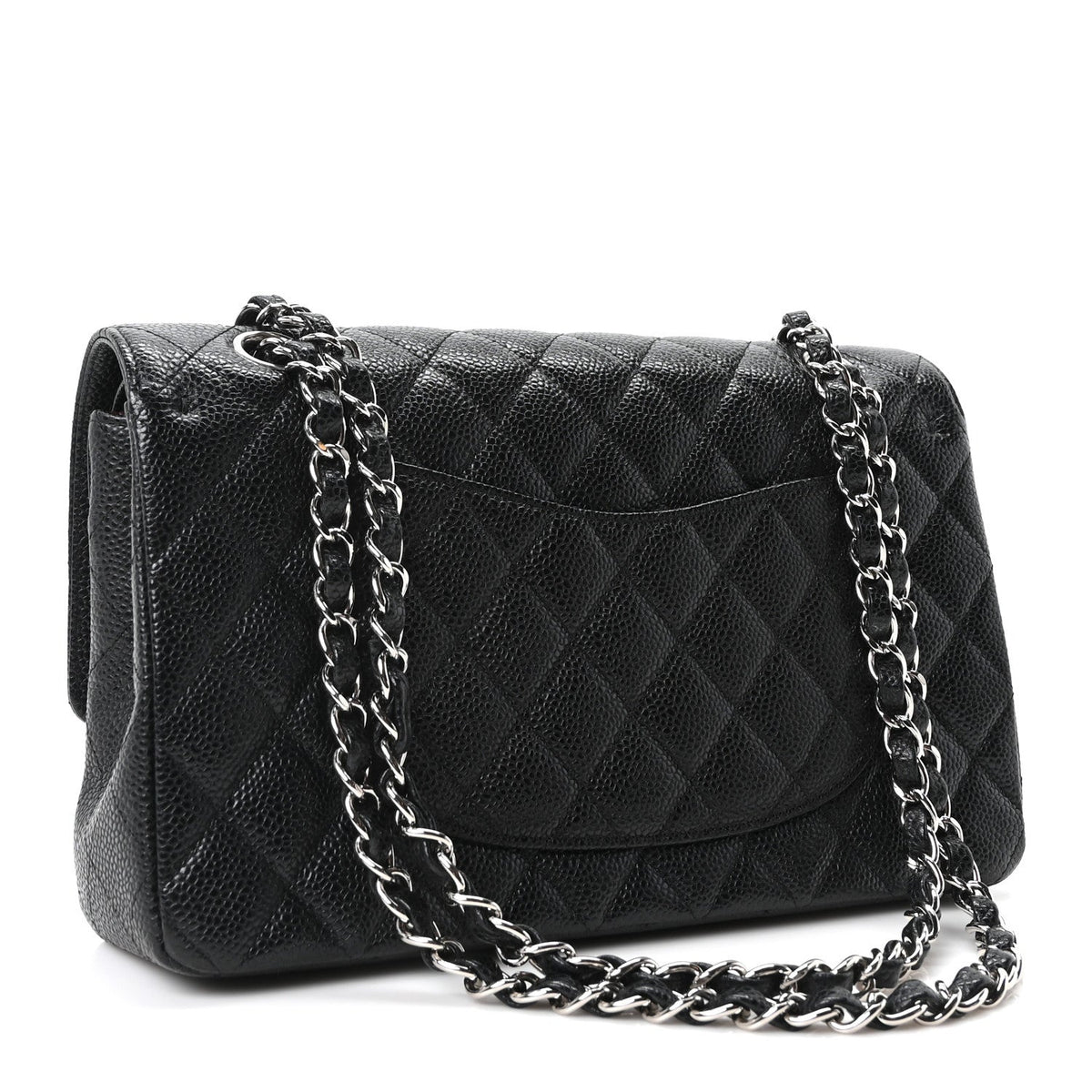 Caviar Quilted Medium Double Flap Black