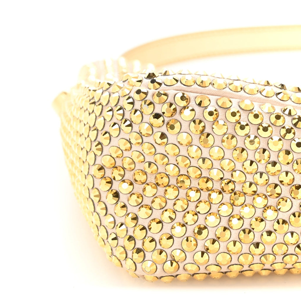 Satin Crystal Triangle Crossbody Pouch Platino
