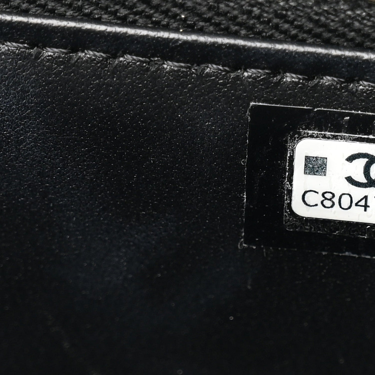 Caviar Quilted Chanel Way Top Handle Vanity Case With Chain Black