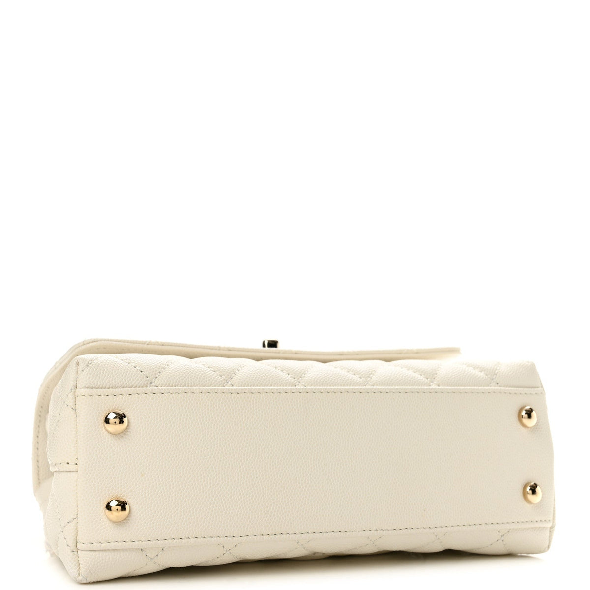 Caviar Quilted Mini Coco Handle Flap White