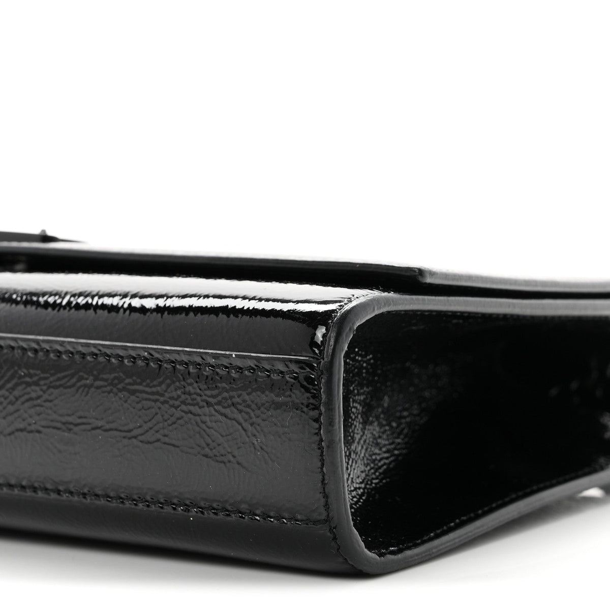 Textured Patent Medium Classic Monogram Kate Satchel Black