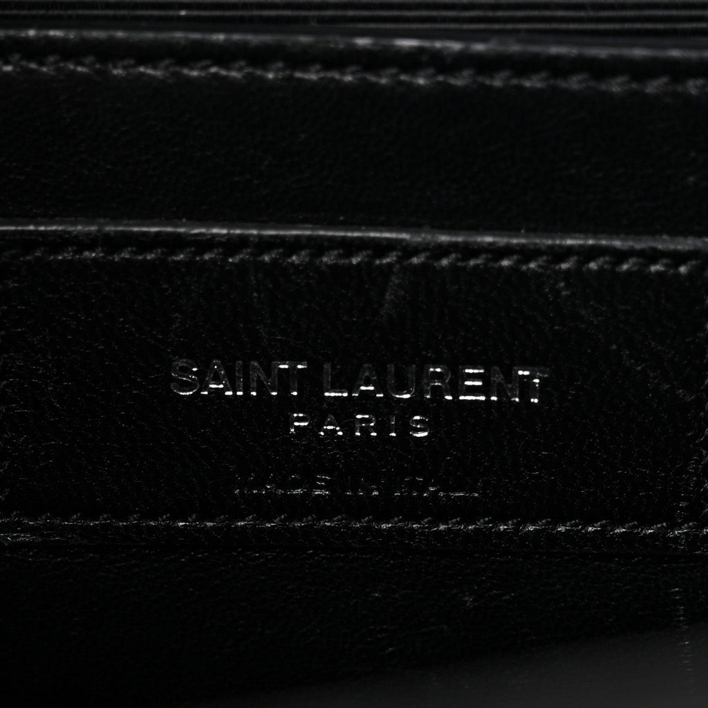 Calfskin Crocodile Embossed Medium Classic Monogram Kate Tassel Satchel Black