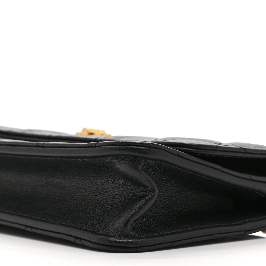 Aged Calfskin Quilted Reissue Flap Phone Holder With Chain Black