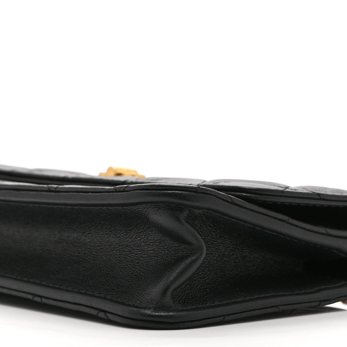 Aged Calfskin Quilted Reissue Flap Phone Holder With Chain Black
