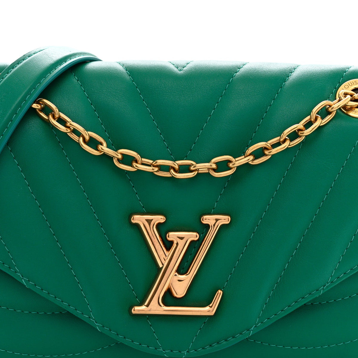 Calfskin New Wave Chain Bag MM NM Emerald