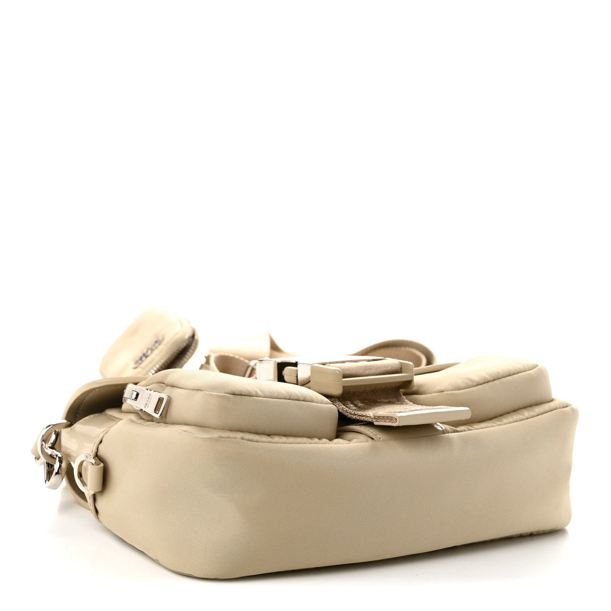 Re-Nylon Spazzolato Double Pocket Buckle Shoulder Bag Deserto