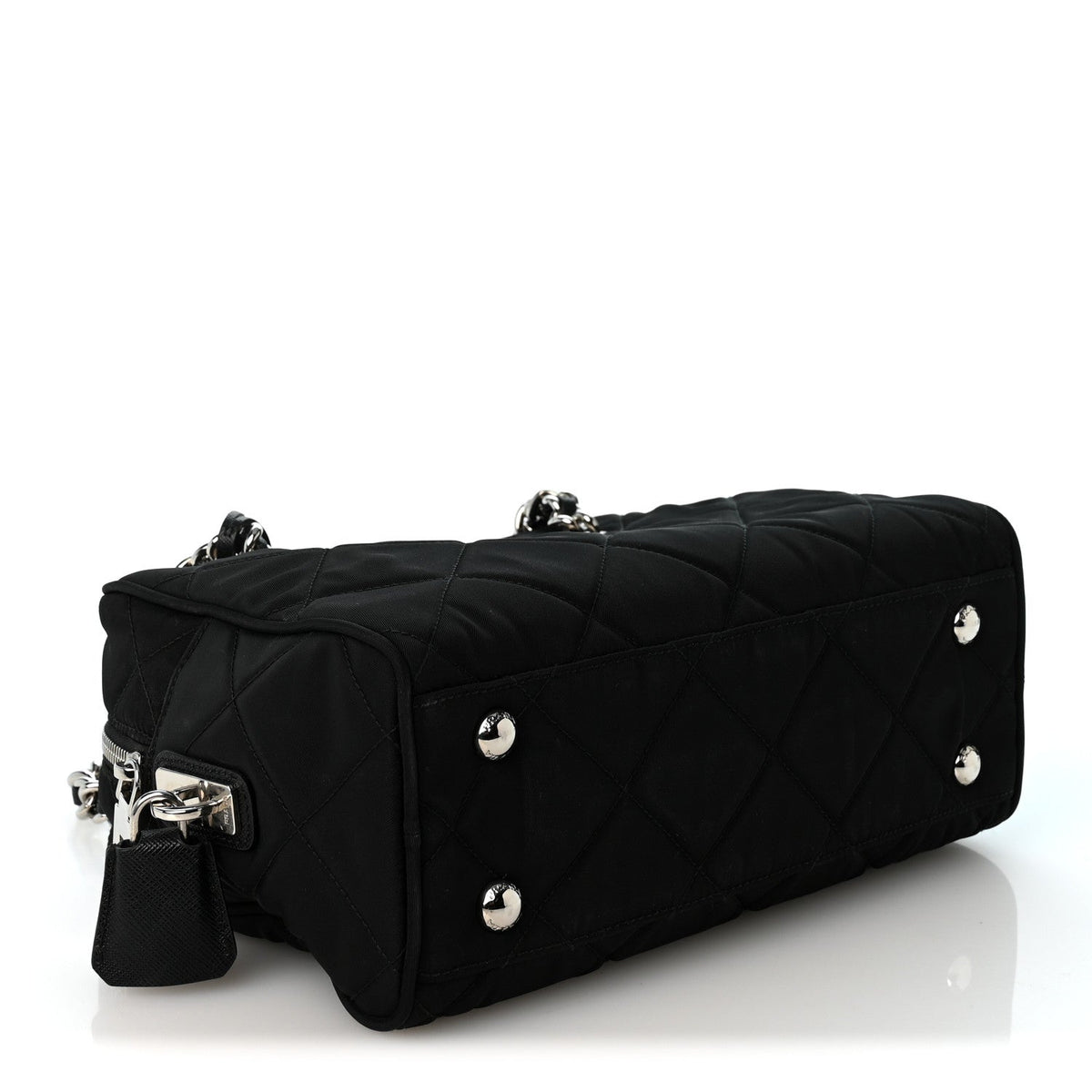 Nylon Tessuto Impuntu Quilted Shoulder Bag Black