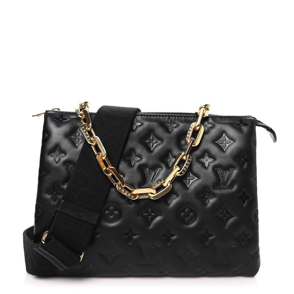 Lambskin Embossed Monogram Coussin PM Black