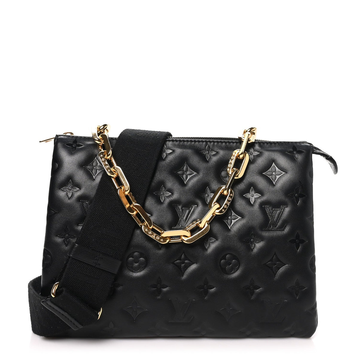 Lambskin Embossed Monogram Coussin PM Black