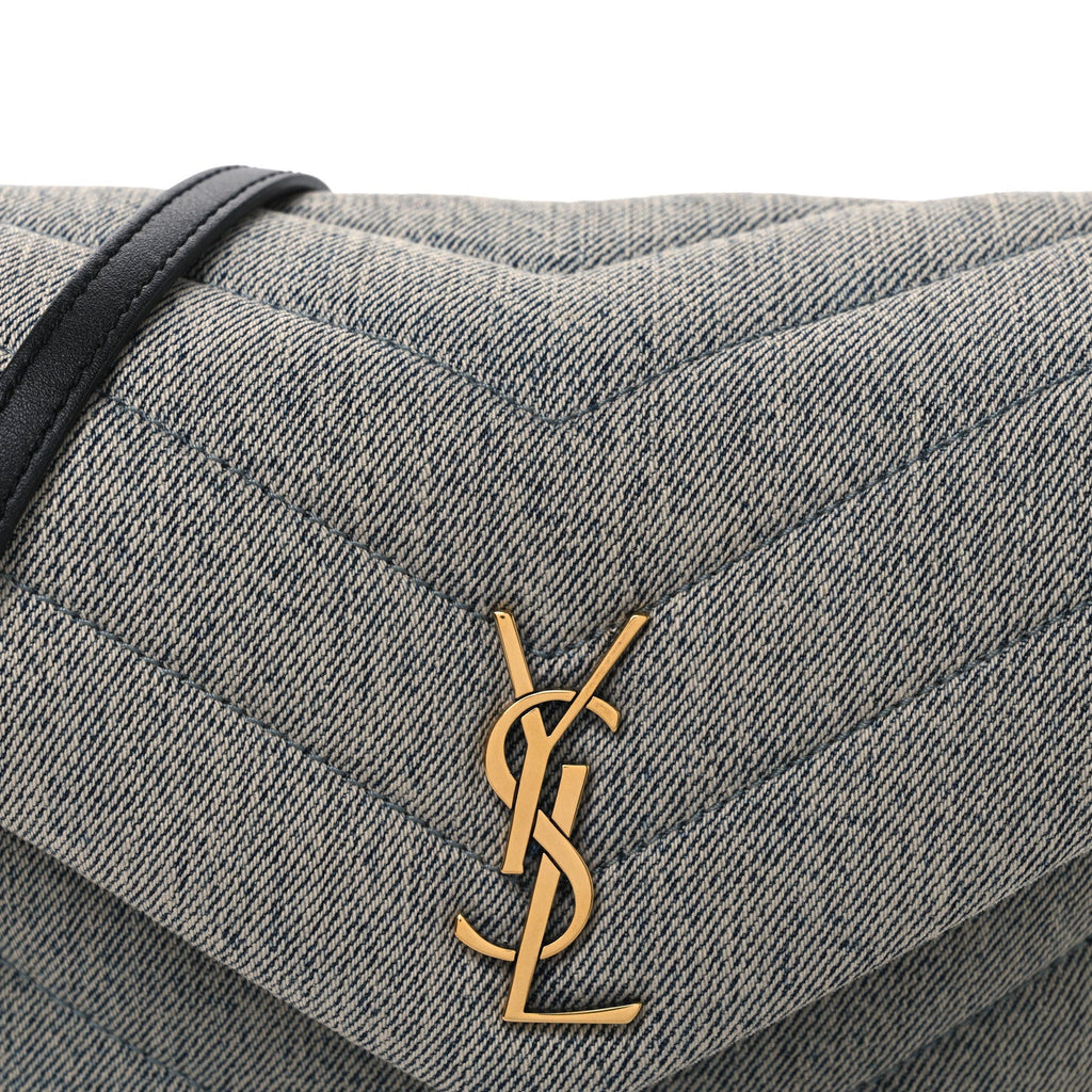 Denim Y Quilted Monogram Toy Loulou Crossbody Bag Grey