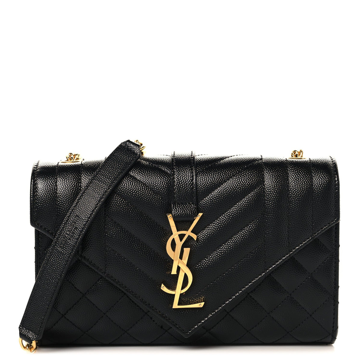 Grain De Poudre Textured Mixed Matelasse Triquilt Small Monogram Satchel Black