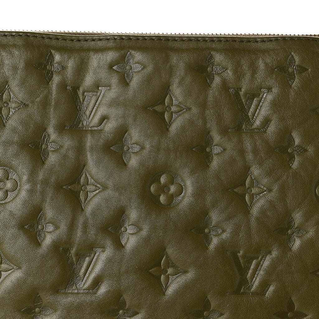 Lambskin Embossed Monogram Coussin MM Khaki