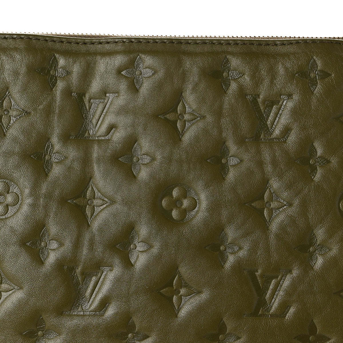 Lambskin Embossed Monogram Coussin MM Khaki