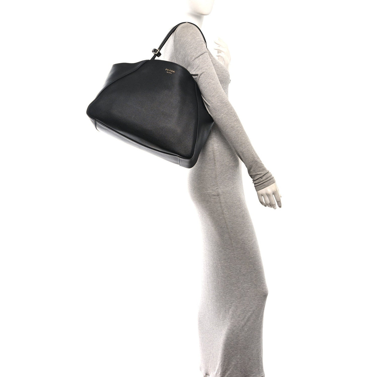 Soft Grain Calfskin Large Tote Bag Black