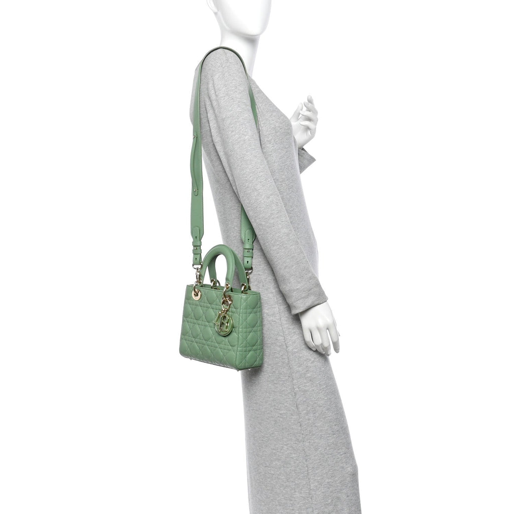 Lambskin Cannage Small My ABCDior Lady Dior Cedar Green