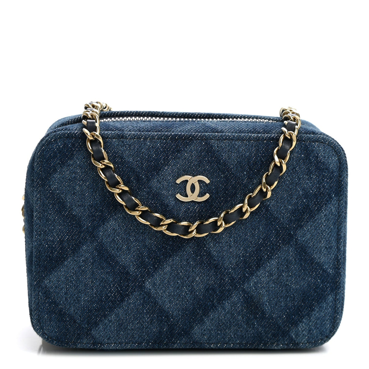 Printed Denim CC Camera Case Blue