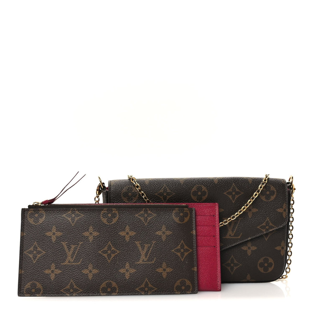 Monogram Pochette Felicie Chain Wallet Fuchsia