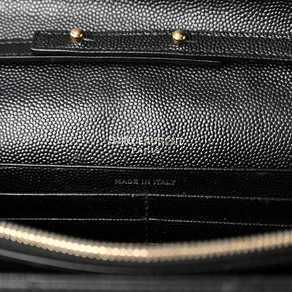 Grain De Poudre Matelasse Chevron Monogram Chain Wallet Black
