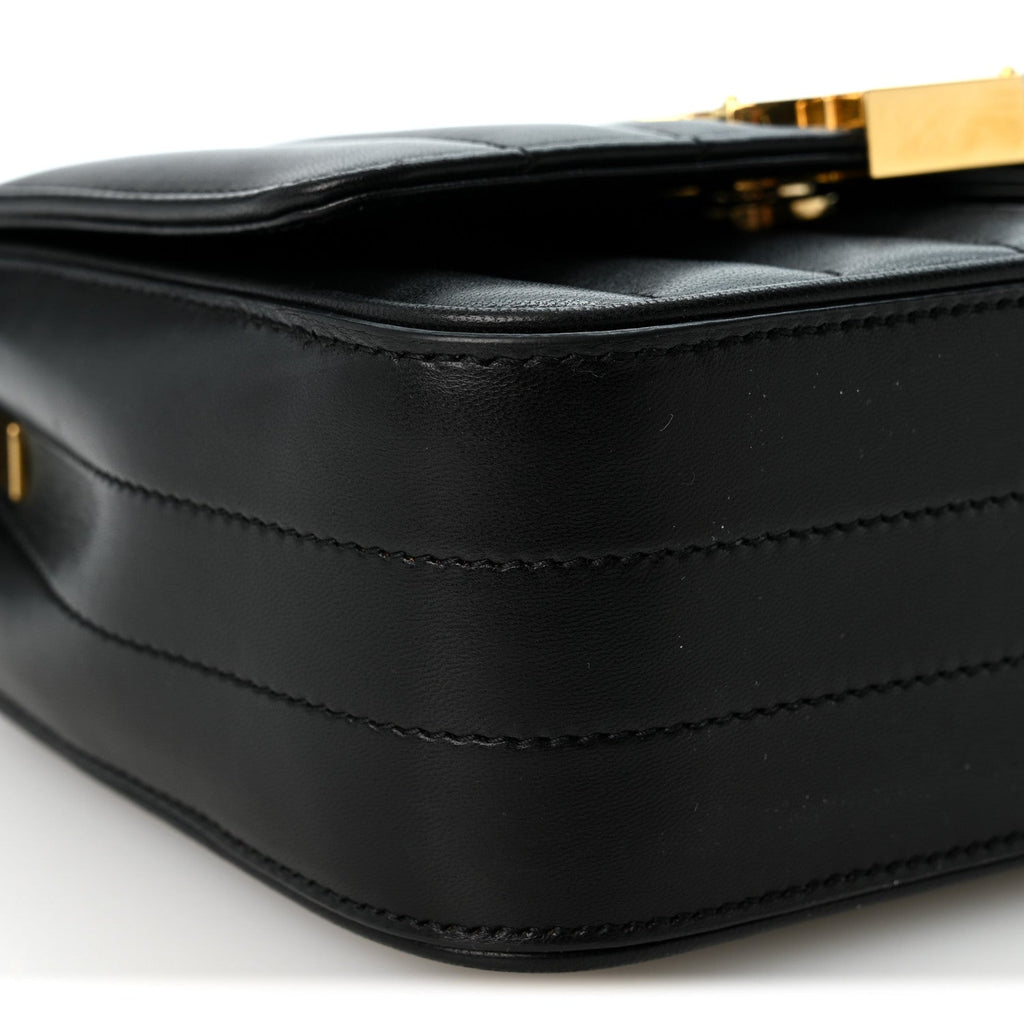 Lambskin Matelasse Monogram Small Vicky Chain Bag Black