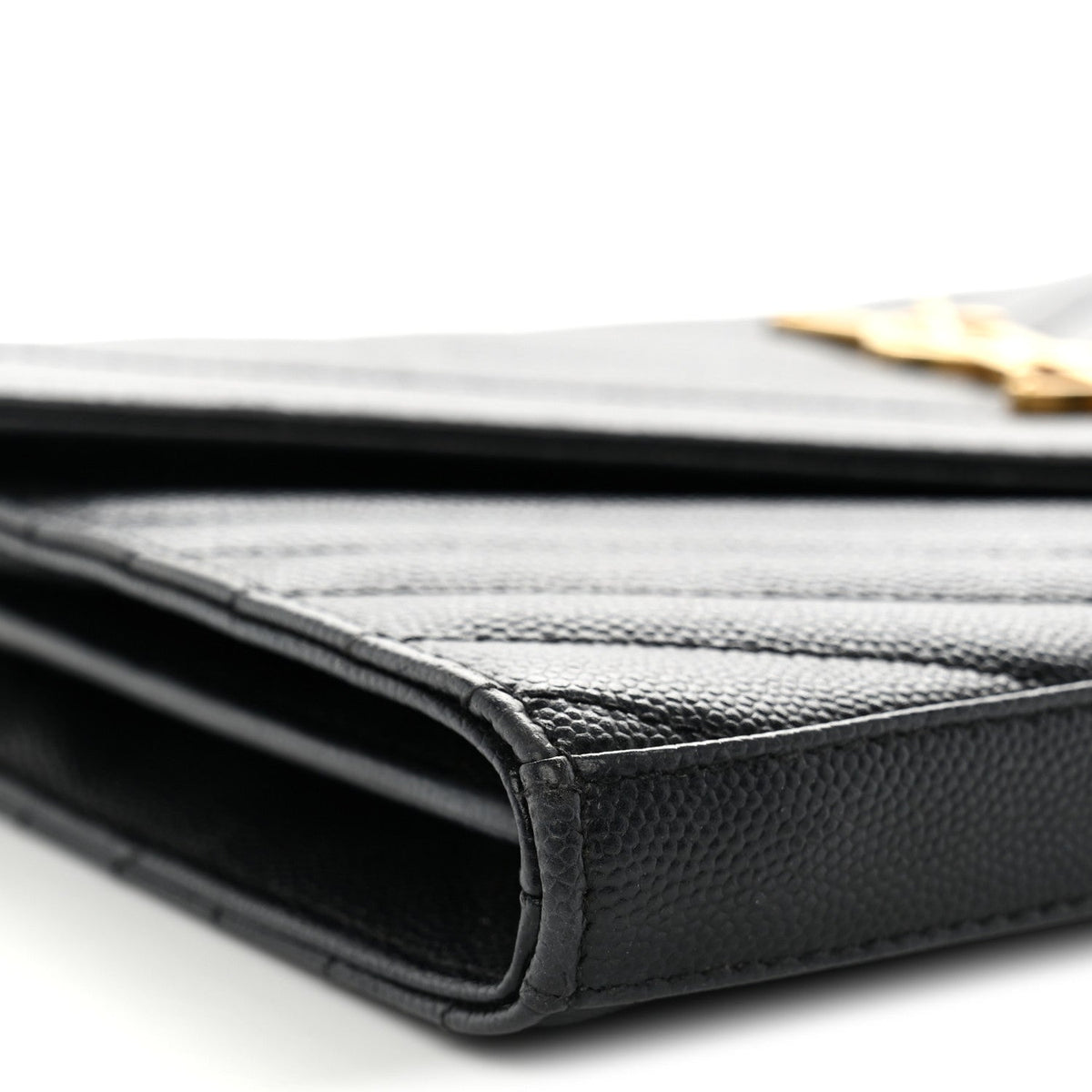Grain De Poudre Matelasse Chevron Monogram Chain Wallet Black