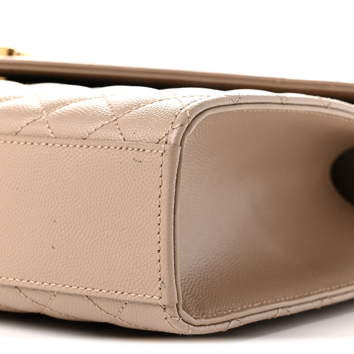 Grain De Poudre Mixed Matelasse Large Triquilt Monogram Satchel Dark Beige