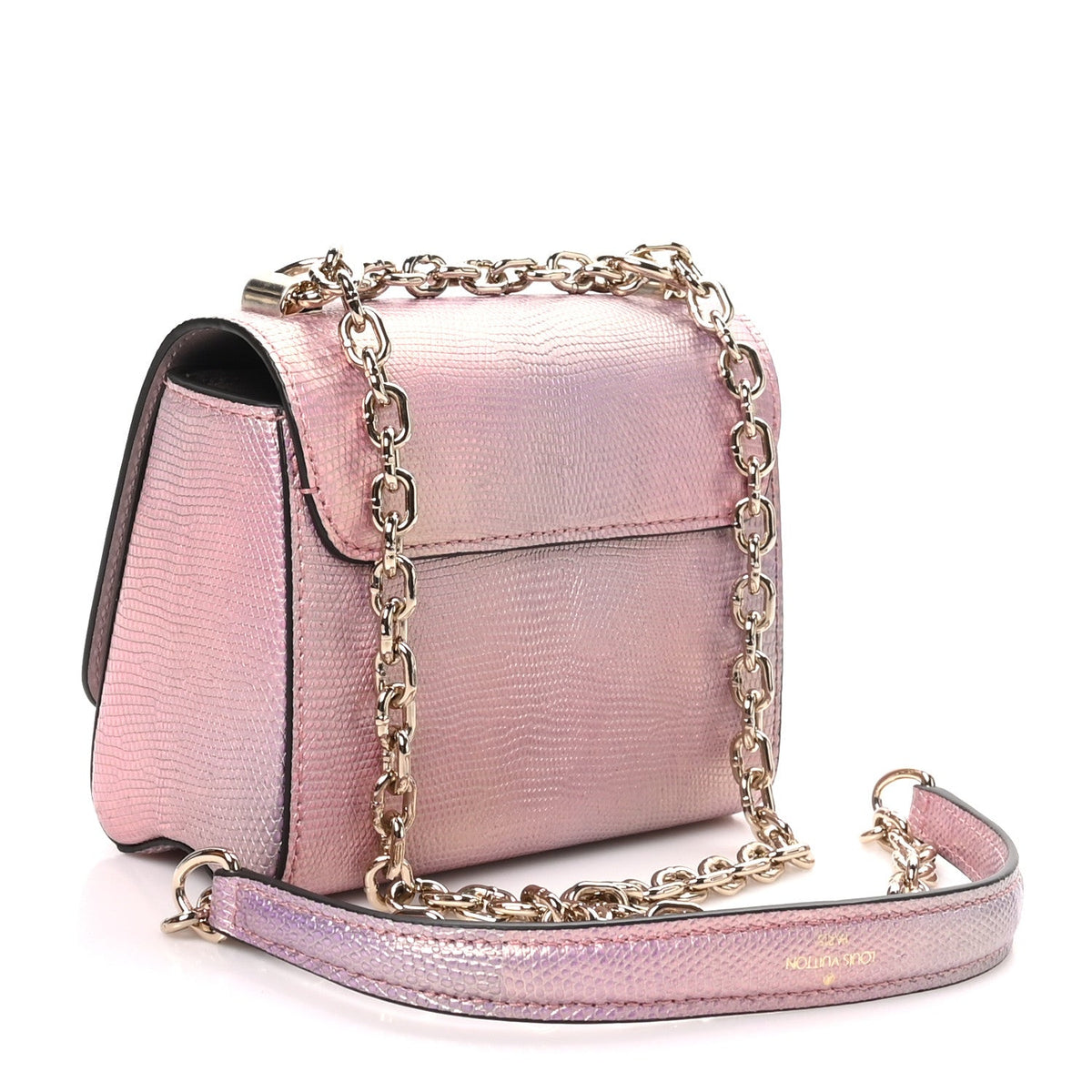 Iridescent Lizard Mini Swarovski Twist Shoulder Bag Pink