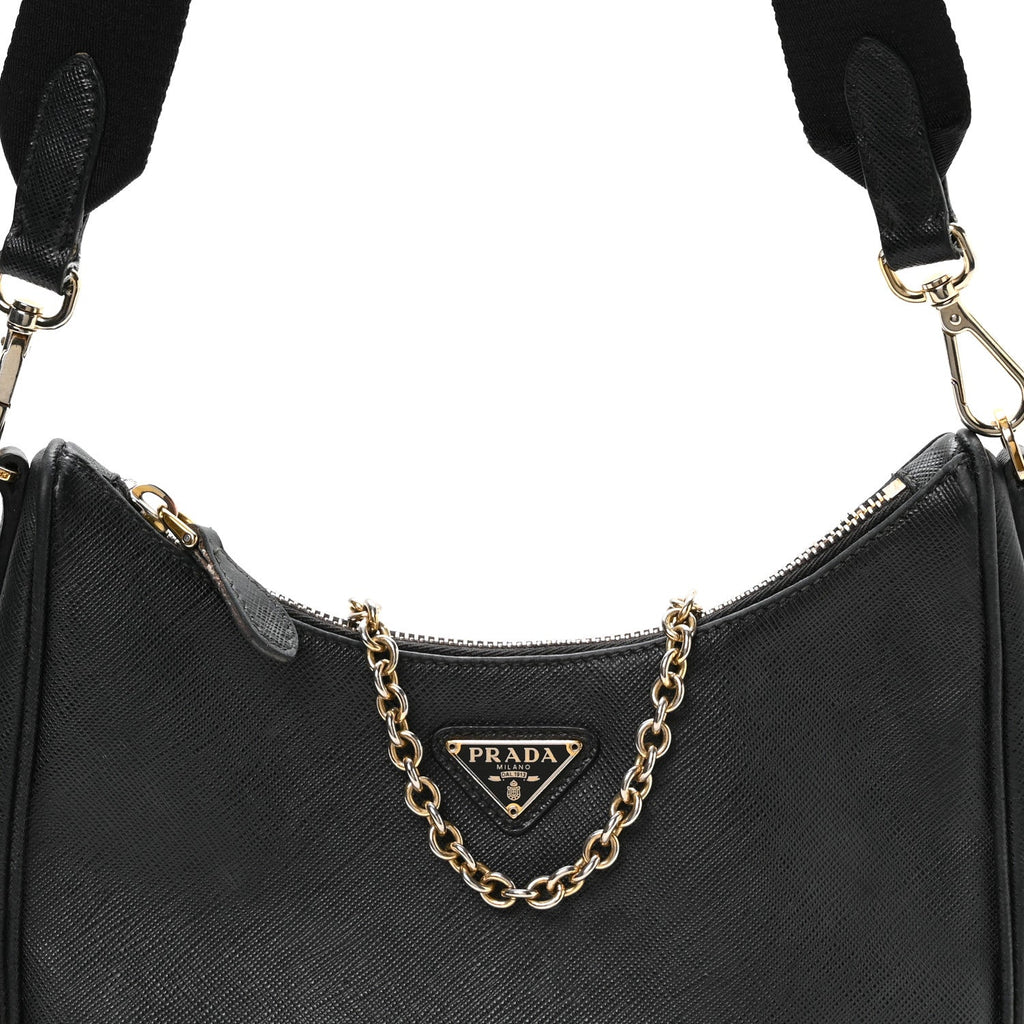 Saffiano Lux Re-Edition 2005 Shoulder Bag Black