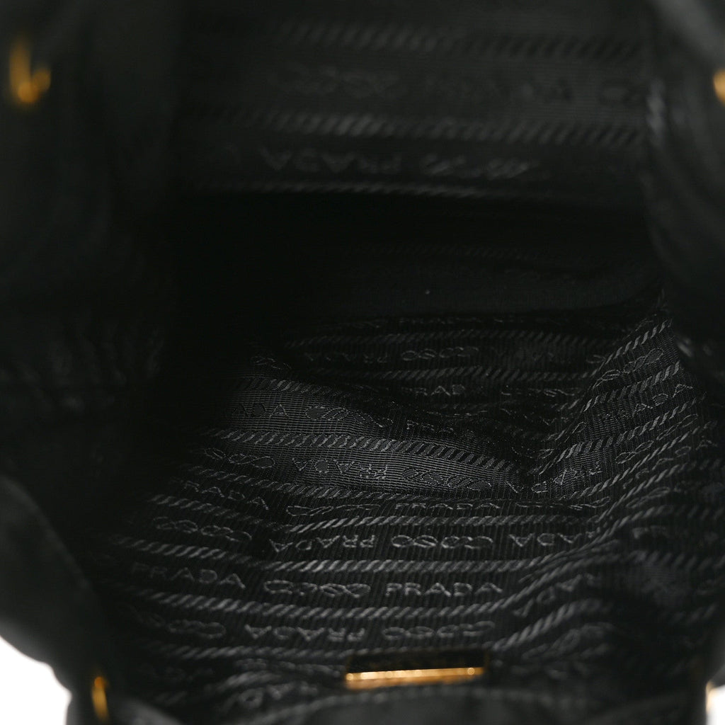 Saffiano Tessuto Nylon Mini Bucket Crossbody Bag Black