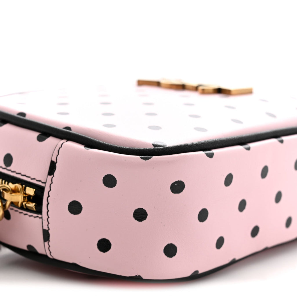 Calfskin Printed Polka Dot Mini Lou Camera Bag Pink Black