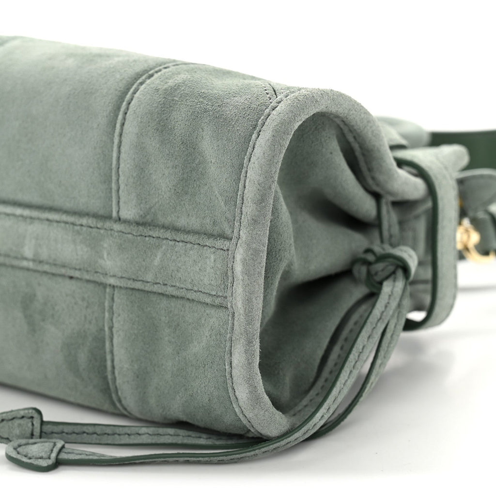 Suede Triangle Mini Bonnie Shoulder Bag Salvia