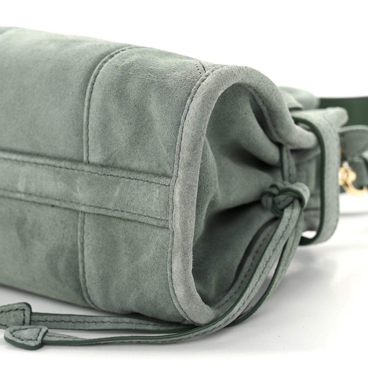 Suede Triangle Mini Bonnie Shoulder Bag Salvia