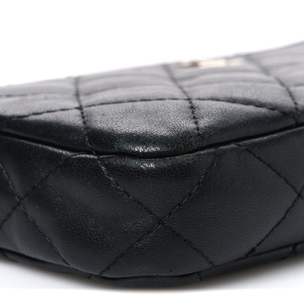 Lambskin Quilted Small Clutch With Chain Black