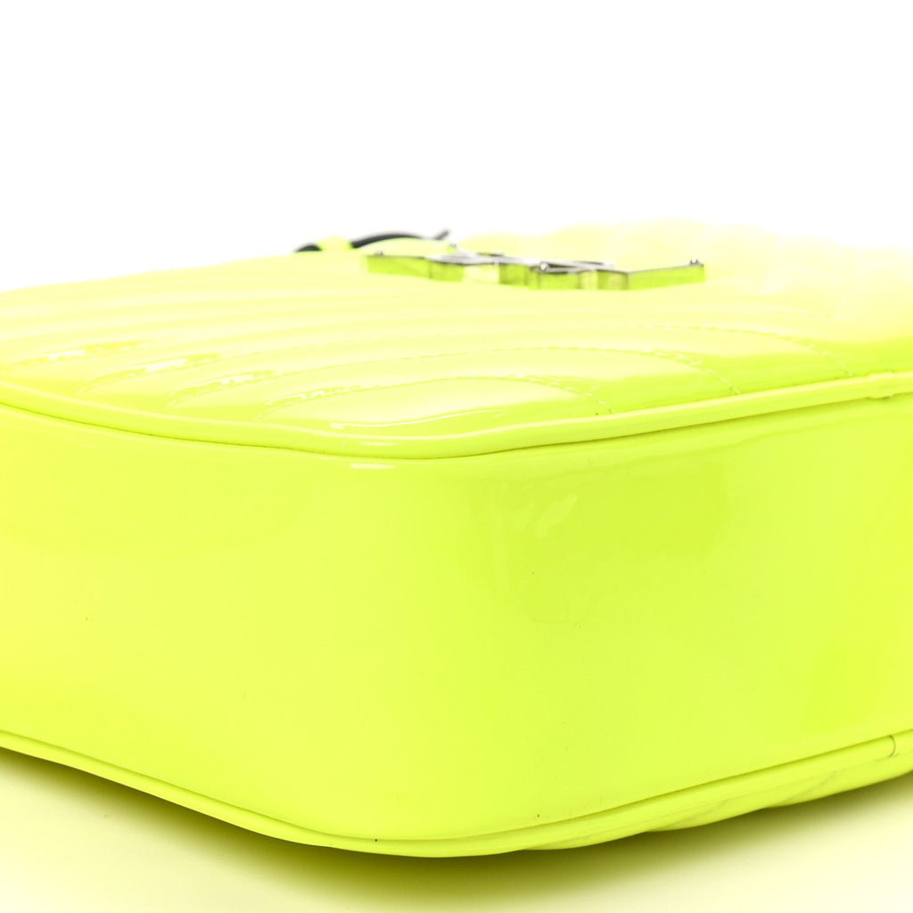Patent Calfskin Matelasse Monogram Lou Camera Bag Neon Yellow