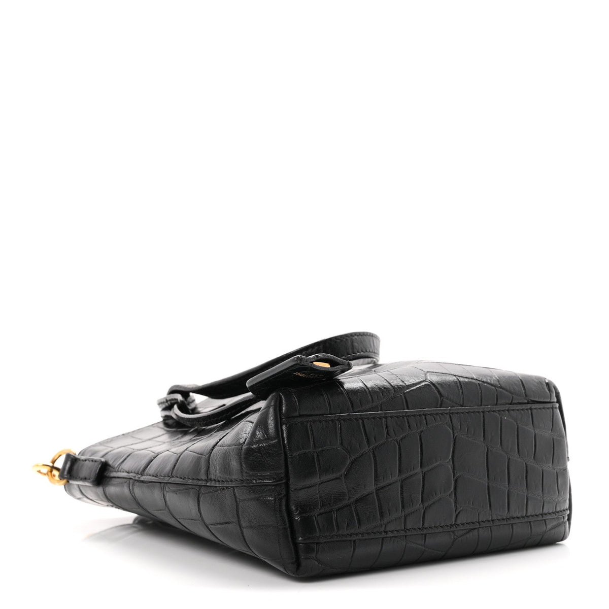 Calfskin Crocodile Embossed Paris Mini Toy Shopper Tote Black