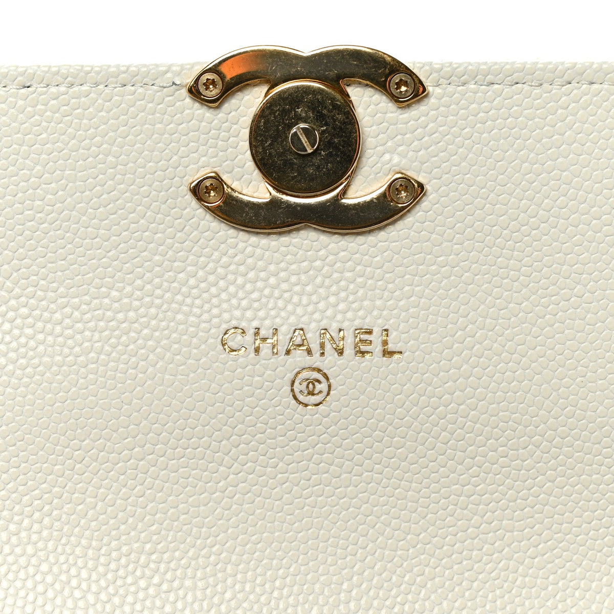 Caviar Quilted Phone Holder With Chain White