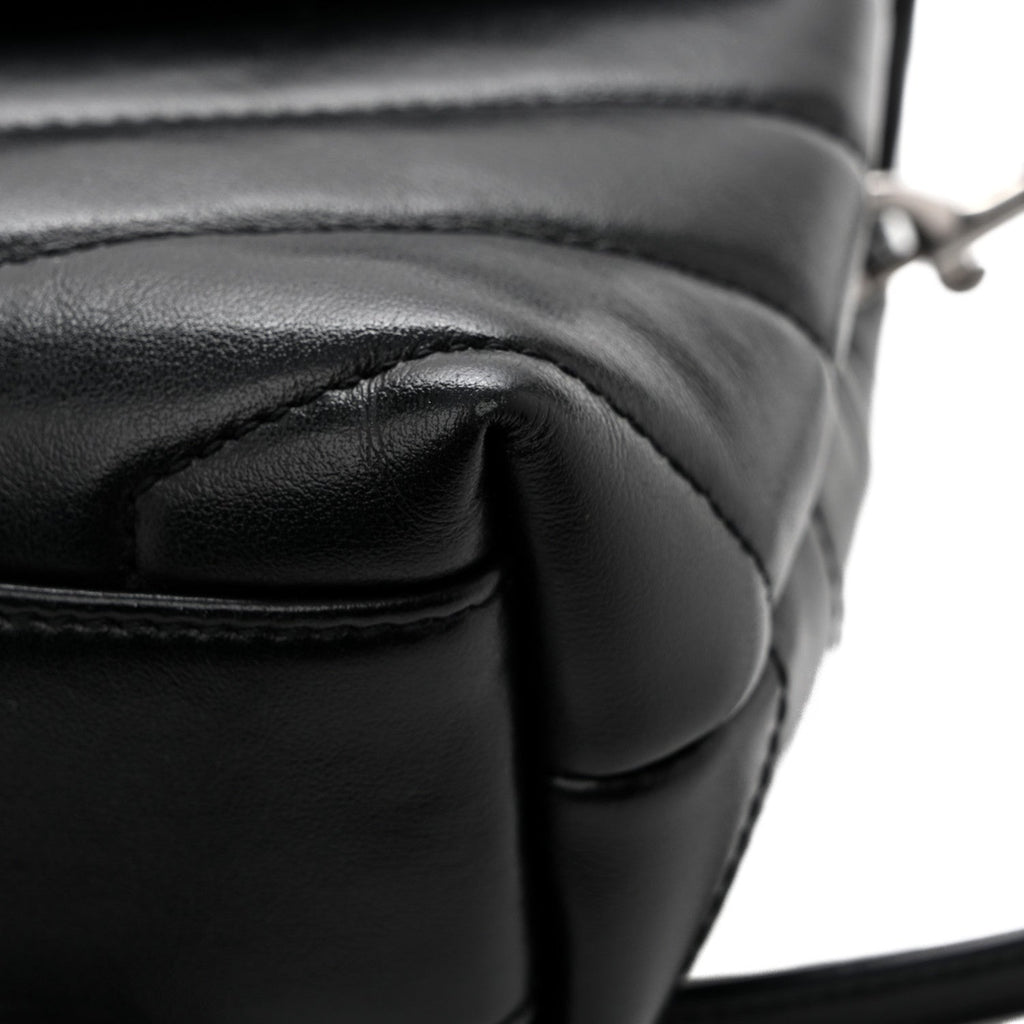 Calfskin Y Quilted Monogram Toy Loulou Crossbody Bag Black