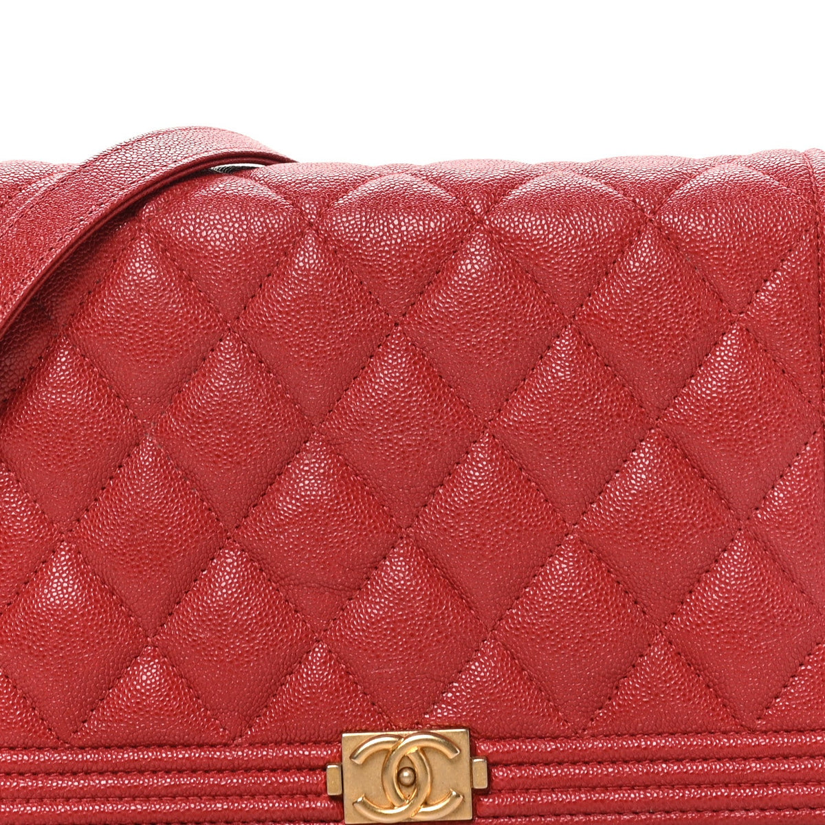 Caviar Quilted Boy Wallet On Chain WOC Red