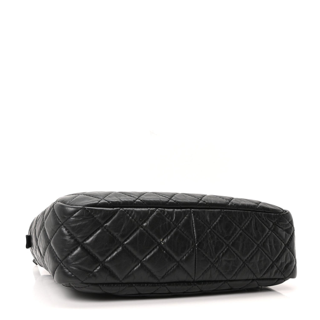 Aged Calfskin Quilted Large Reissue Camera Case Black Black