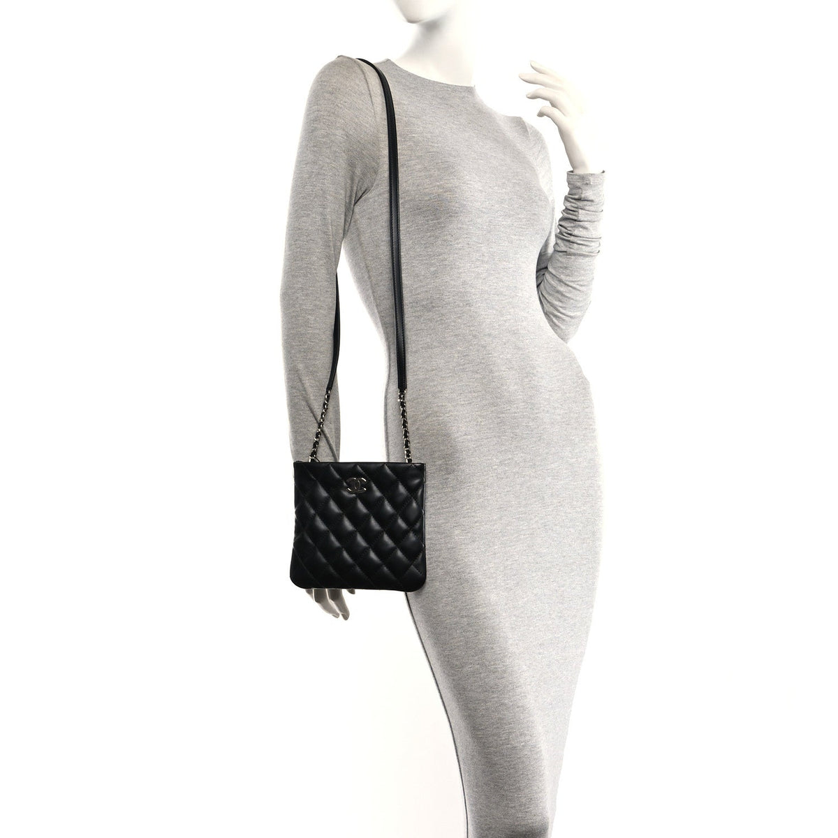 Lambskin Quilted Uniform Crossbody Bag Black