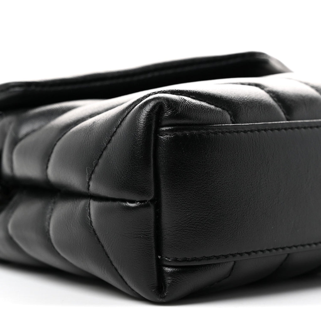 Calfskin Y Quilted Monogram Monochrome Toy Loulou Crossbody Bag Black