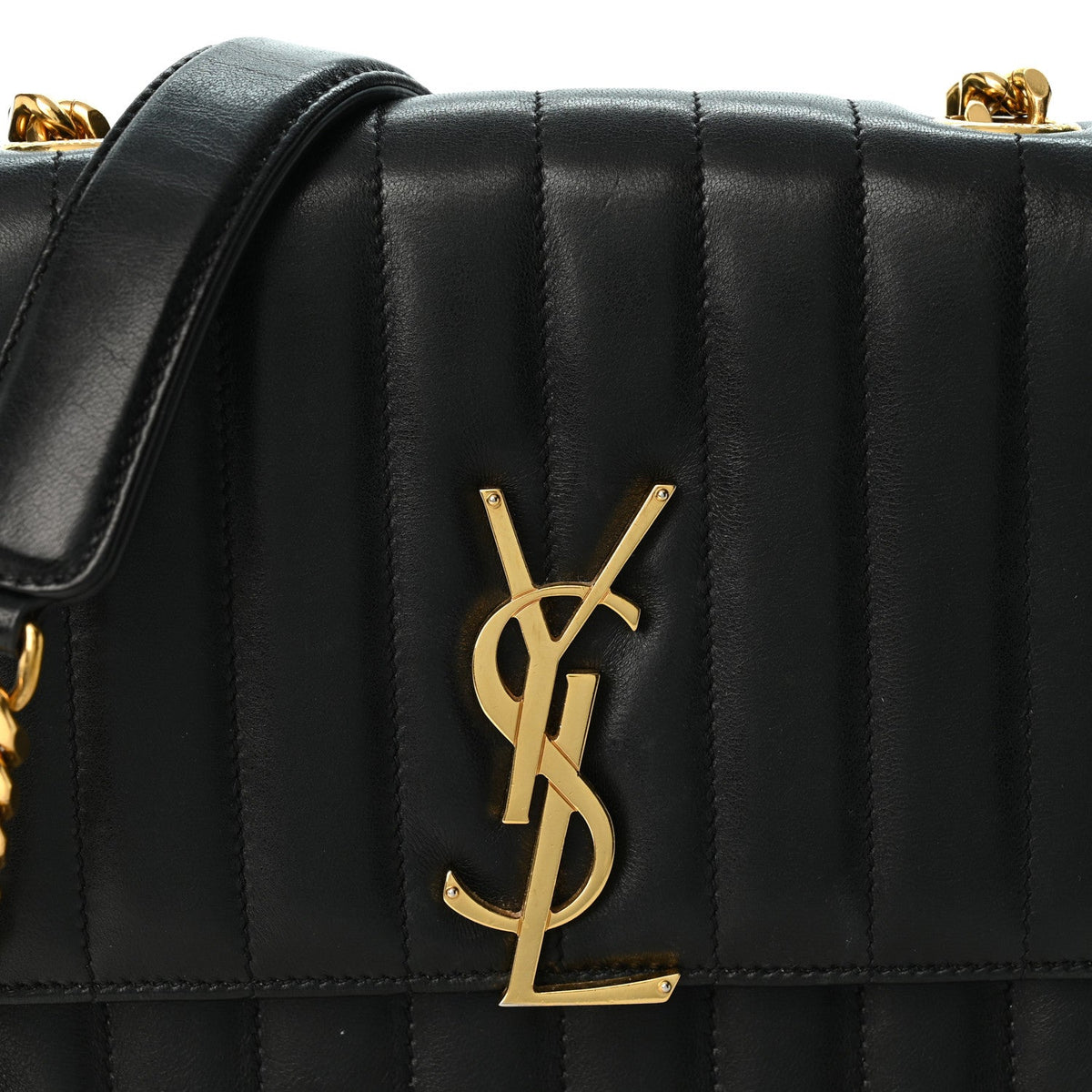 Lambskin Matelasse Monogram Medium Vicky Chain Bag Black