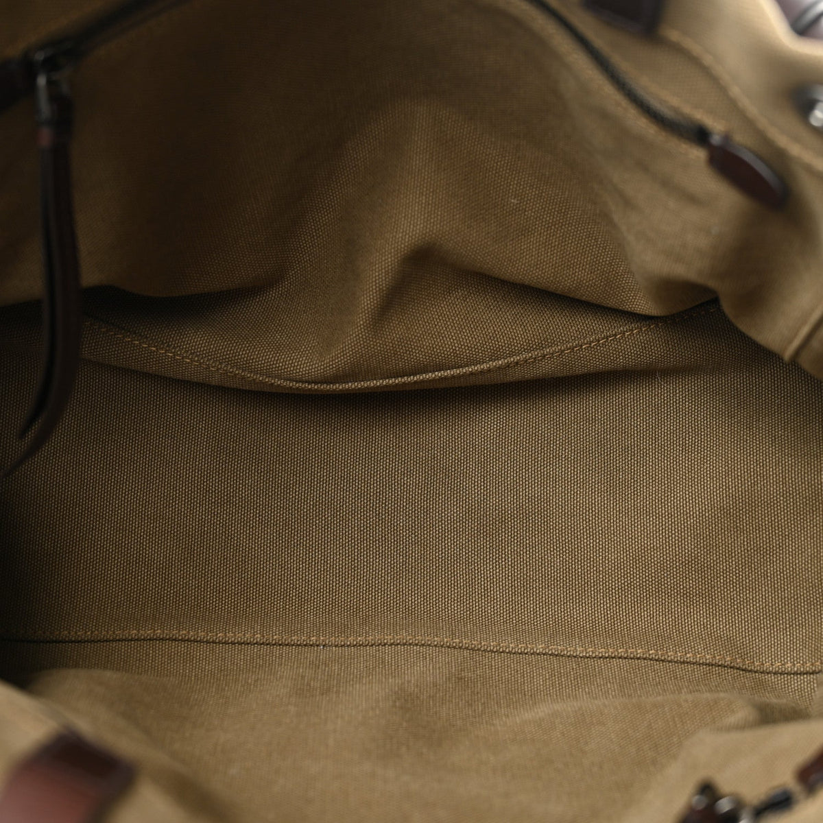 Canvas Calfskin Large Route Shoulder Bag Khaki