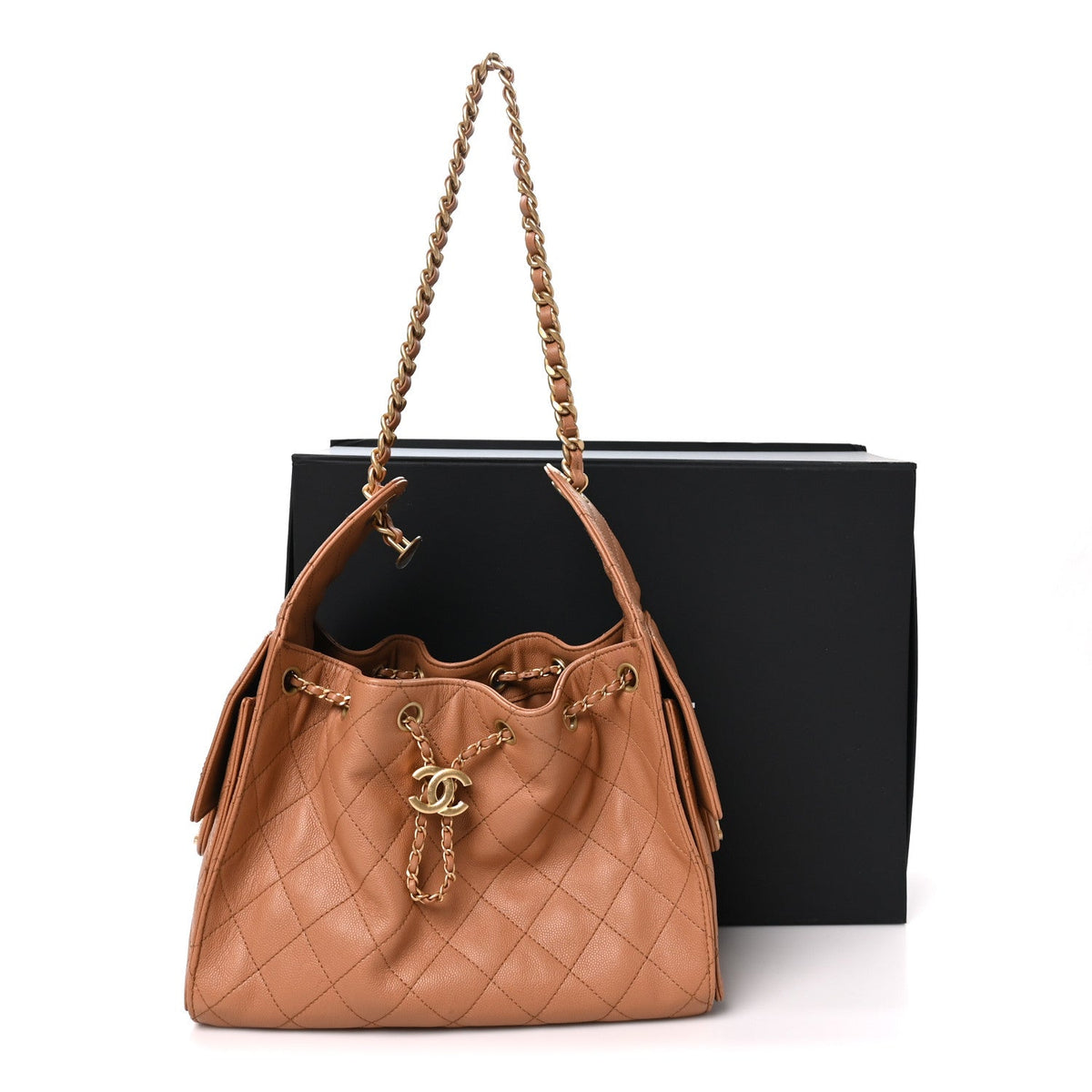 Caviar Quilted Small Chanel 25 Handbag Brown