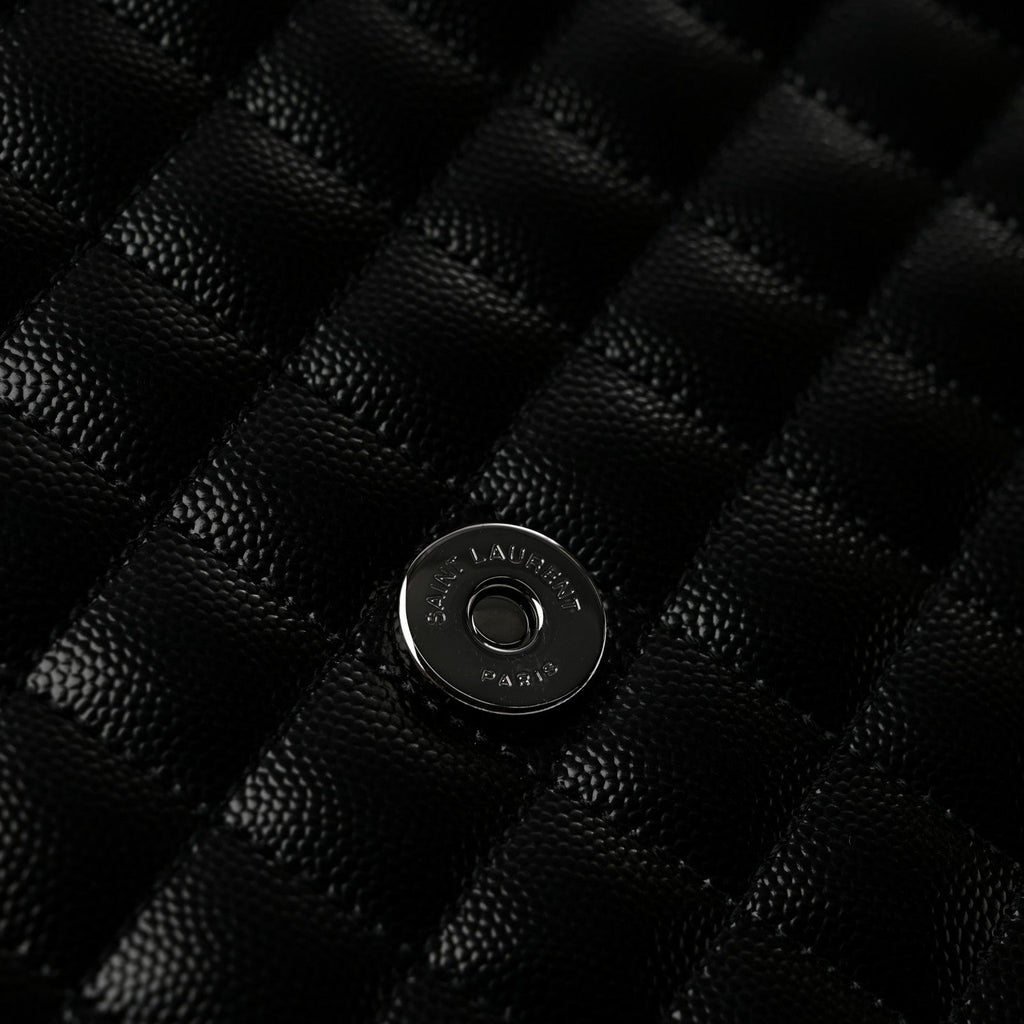 Grain De Poudre Textured Mixed Matelasse Large Triquilt Monogram Monochrome Satchel Black